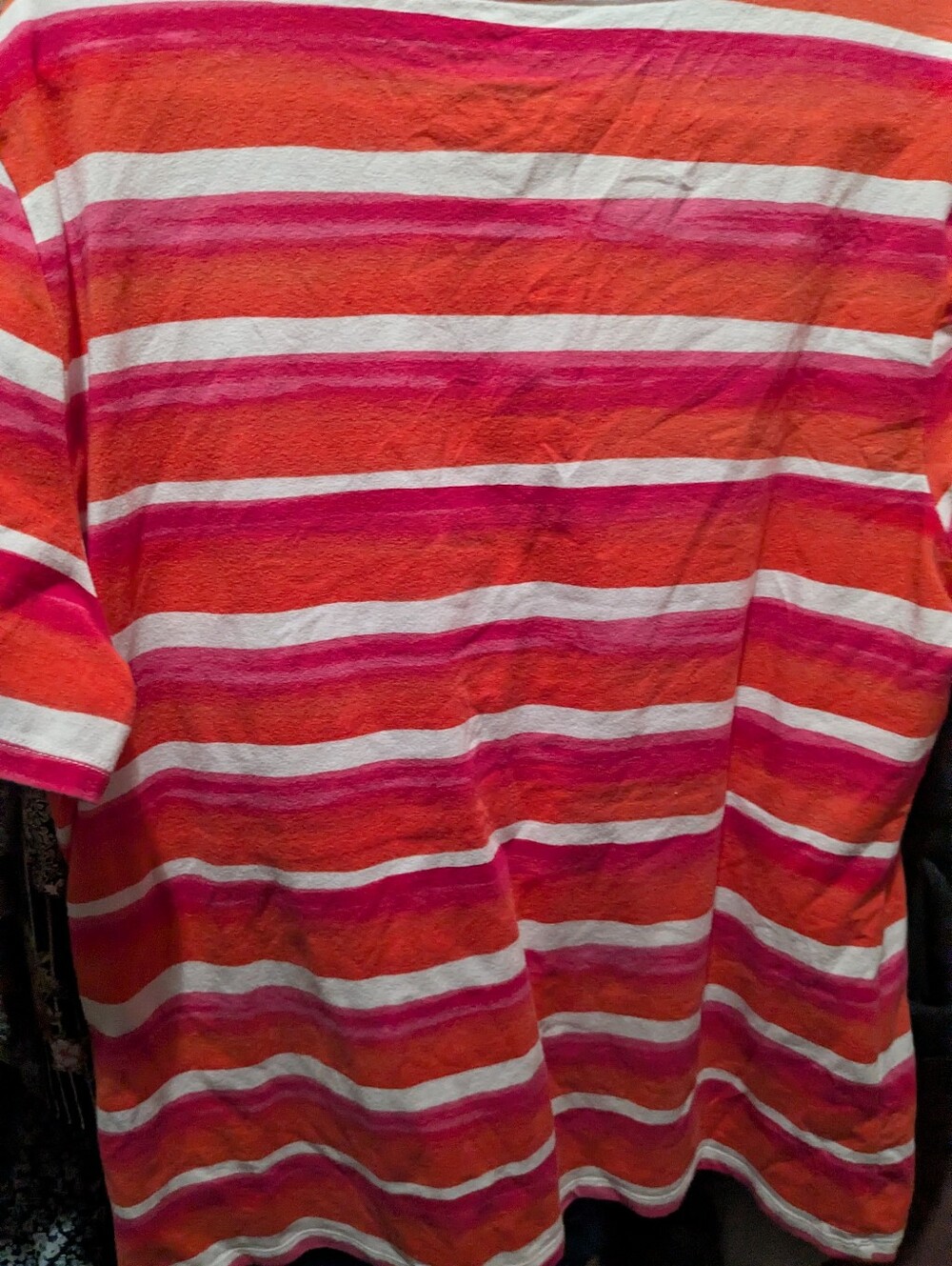 Women's Striped Short-Sleeve Shirt - Pink, Orange & White